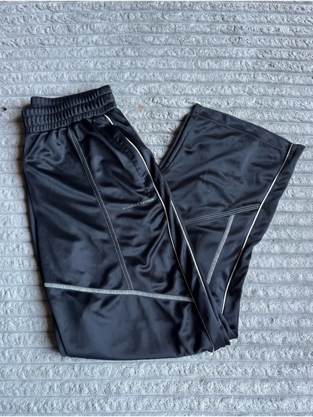 Danielle Cathari Black Deconstructed Lounge Pants Quiet Luxury Athleisure